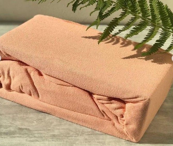 Palags ar gumiju Frote 140x200 (Persiku)