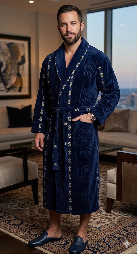 Халат Мужской Хлопок с воротником (XL-3XL) Доллар/евро