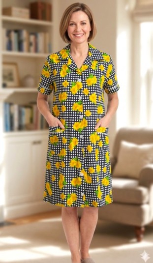 Халат женский с воротником и на пуговицах (XL-3XL)  Art. 5048 SINSITA (2XL, Dzeltena)