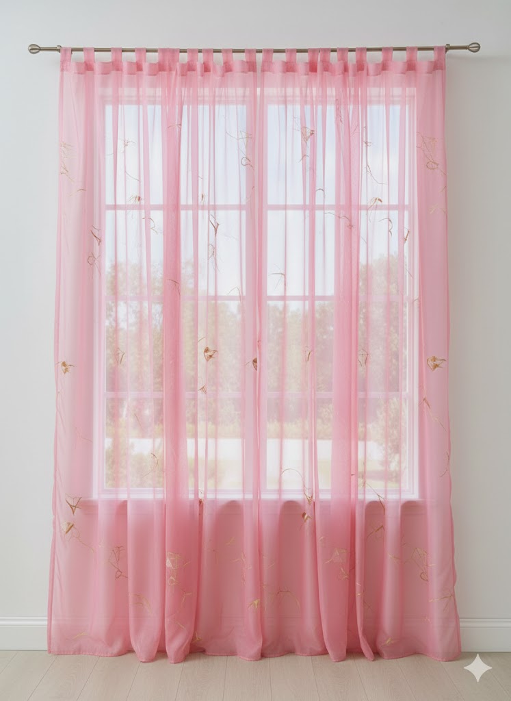 0692--Dienas aizkari Organza, Rozā krāsa (h. 2,40 x 2,30 m.)