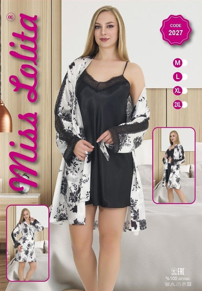 Женский комплект Art. 2027 Miss Moda (Ночная сорочка + халат) M-2XL
