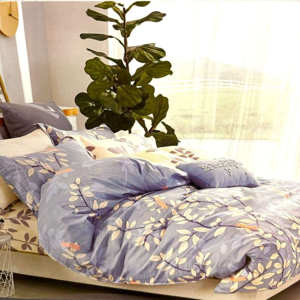 Комплект постельного белья 200x220 Cotton World двусторонний (без простыни) (Gaiši zils-Piena)