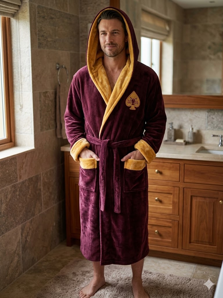Халат Мужской  Bamboo с капюшоном (xl-3xl) Unikat 3080 (2XL, Bordo)