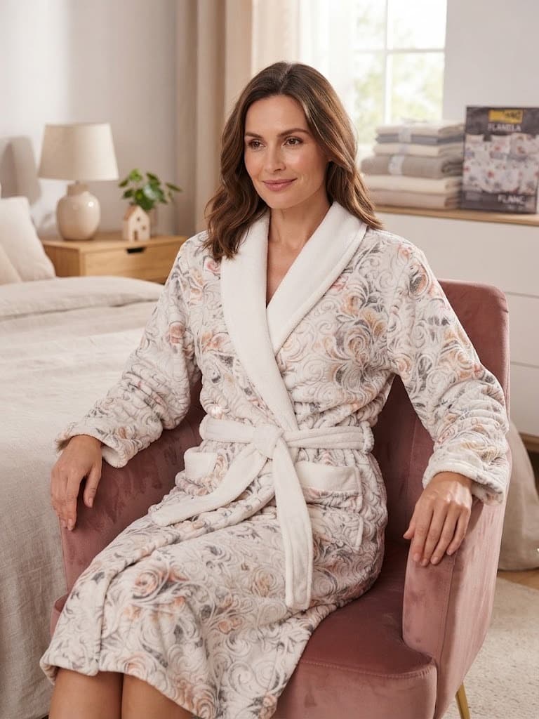 Halāts sieviešu ar apkakli "Bamboo" S-3XL (2XL, Beša)