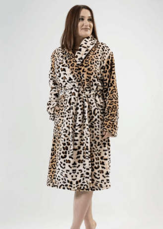 Халат женский с капюшоном   L-3XL  "Angora"  леопард