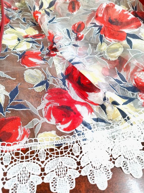 Гардина Fuggony  Органза с принтом 150x400 cm (Sarkanie ziedi)