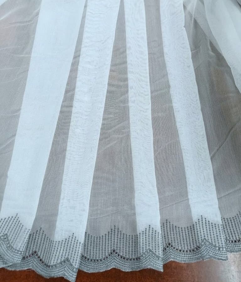 3984--Dienas aizkaru audums Bamboo ar izšuvumu (Pelēka krāsa)