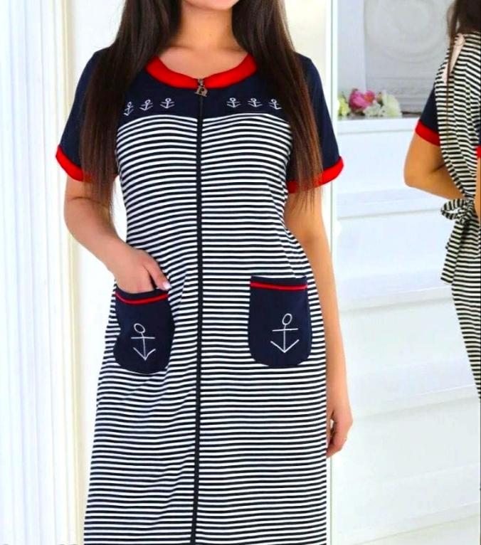 Халат "UNIKAT" с полосками (3XL-5XL)  art 4027