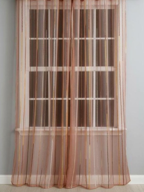 2205--Dienas aizkari Organza ar izšuvumu, Terakotas krāsa (h 2,40 x 4,00 m)