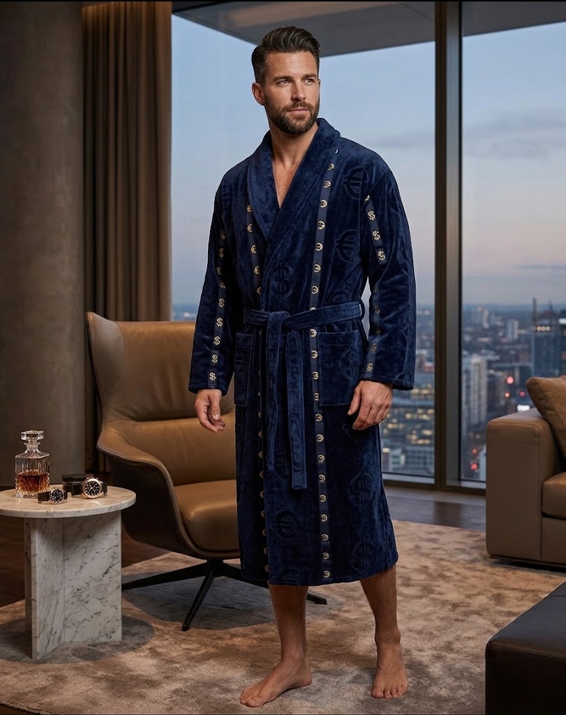 Халат Мужской Хлопок с воротником (XL-3XL) Доллар/евро