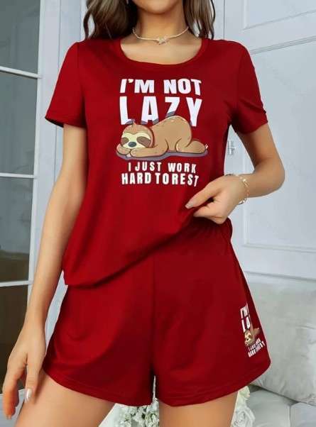 Пижама "I am not lazy'' с шортами (S-L)