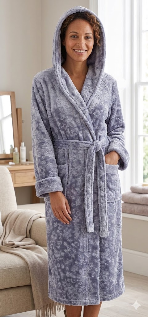 Халат женский с капюшоном   XL-3XL "POLAR" Серый  цвет