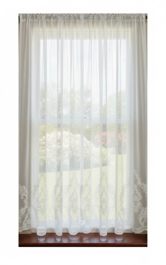 3994--Гардинная ткань Bamboo с вышивкой (молочный цвет) 