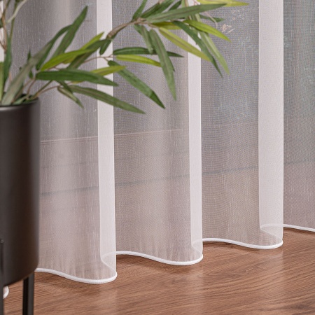 3537--Dienas aizkaru audums Bamboo Balta krāsa