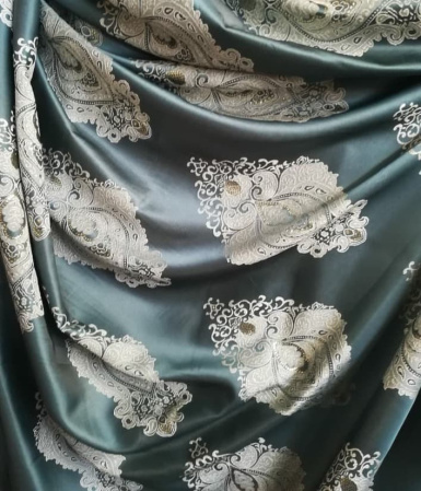 2879--Nakts aizkaru audums Saten Kronis, smaragdzaļa krāsa