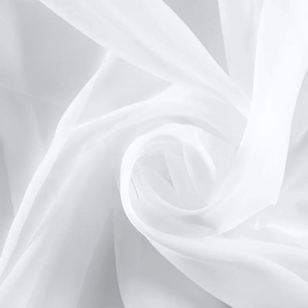 3492--Dienas aizkaru audums Kaprons Šifons Balta krāsa